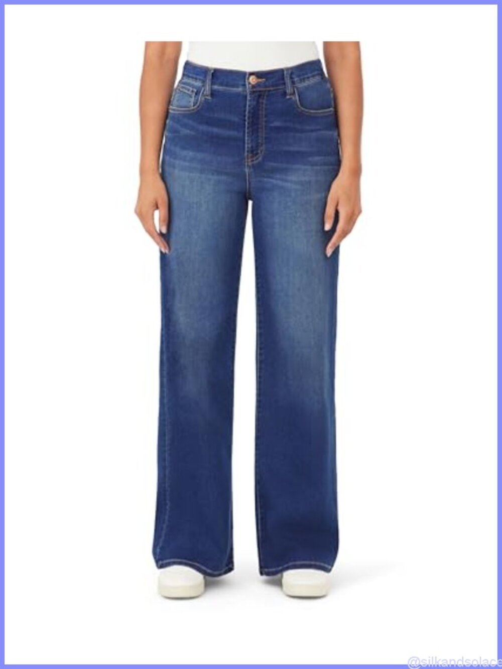 High-Rise Knit Denim Wide Leg Jeans 32-Inch Inseam